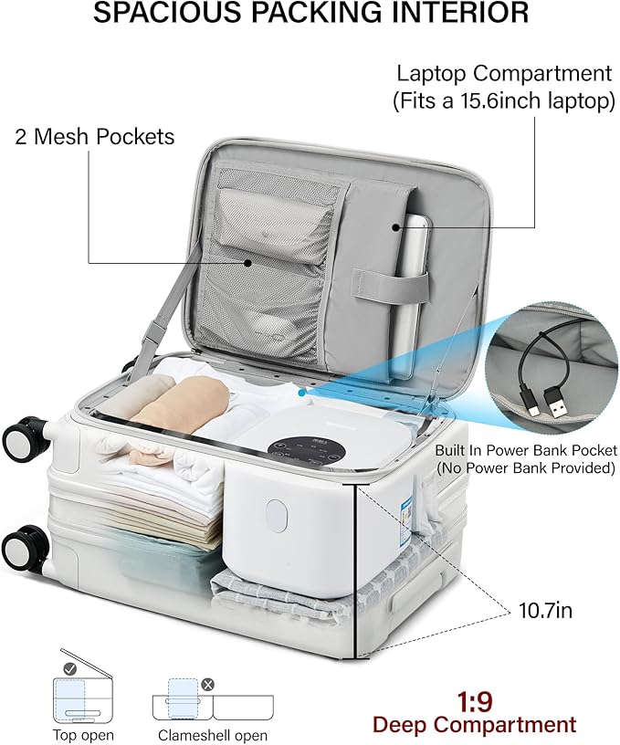 Hanke 20 Inch Expandable Carry On Luggage with Cup Holder 22x14x9 Airline Approved, Top Opening Hard Shell Suitcases with Wheels, Carry-On Travel Suitcase Trunk Luggage with Lock, Caribbean Blue