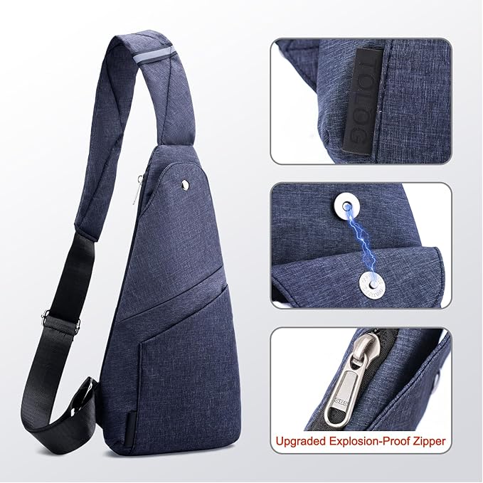 Anti-Theft Sling Bag, Lightweight Waterproof Crossbody Chest Bag with Hidden Pocket for Travel Hiking Casual Daily