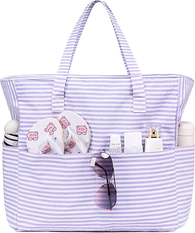 LEDAOU Beach Bag Waterproof Sandproof Women Beach Tote Pool Bag with Zipper for Swim Gym Grocery Travel with Wet Pocket | Sandproof, with Zipper, for Gym, Grocery, Travel, with Wet Pocket