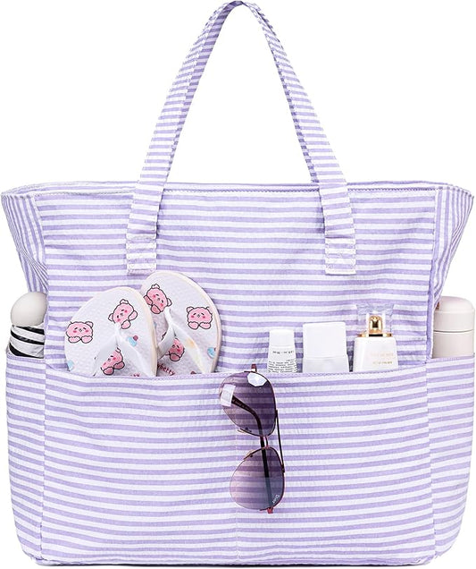 LEDAOU Beach Bag Waterproof Sandproof Women Beach Tote Pool Bag with Zipper for Swim Gym Grocery Travel with Wet Pocket | Sandproof, with Zipper, for Gym, Grocery, Travel, with Wet Pocket