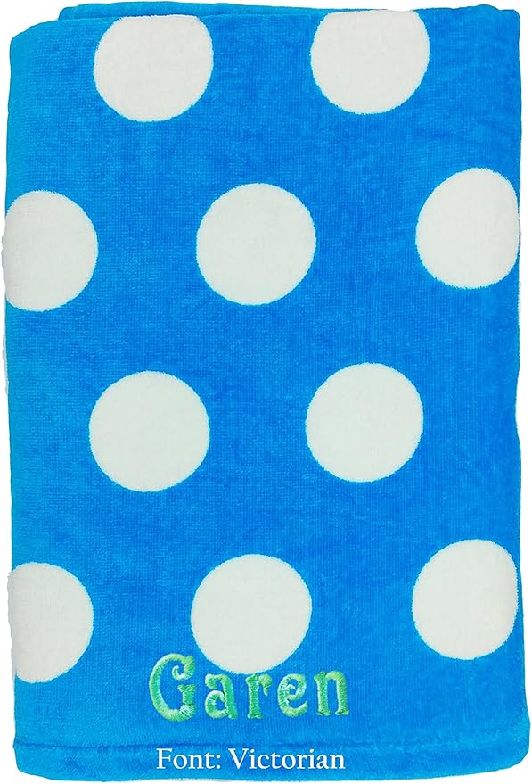 BY LORA Customized Polka Dot Cotton Terry Beach Cover Up, Aqua
