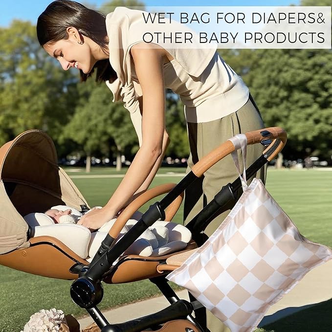 Wet Dry Bags Water Resistant - 2 Pack Reusable Waterproof Wet Dry Bag for Swimsuits & Baby Clothes - Leakproof Storage Pouch Bag for Travel & Baby Diaper - Travel Laundry Daycare Bags