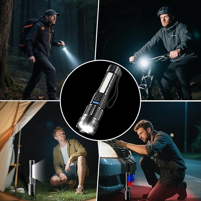 6Pack Rechargeable Flashlights, 7Mode Flashlights High Lumens, Super Bright LED Flashlight, Adjustable Tactical Flash Light, High Powered Flash Light, Handheld Flashlight for Home Emergency Camping