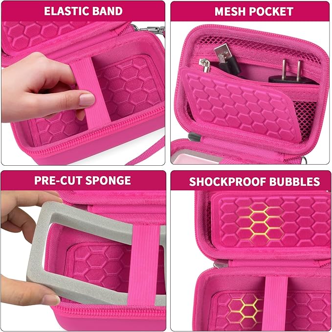 Comecase Carrying & Protective Case for Digital Camera, for CAMKORY/for Kodak Pixpro/for Canon PowerShot ELPH 180/190 / for Sony DSCW800 DSCW830 Cameras for Travel - Rose Red