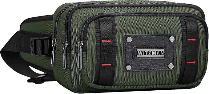 WITZMAN Fanny Pack for Men Casual Waist Bag Travel Mens Belt Bag with Adjustable Strap for Outdoors Cycling Hiking Walking(B732 Army Green)