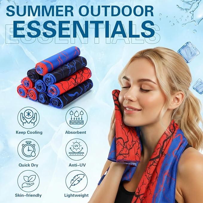 12 Pcs Cooling Towels for Neck and Face 40"x12" Soft Breathable Chilly Towel Ice Sport Microfiber Sweat Rag for Yoga Running Sport Gym Workout Camping Fitness Party Favors Team Gift