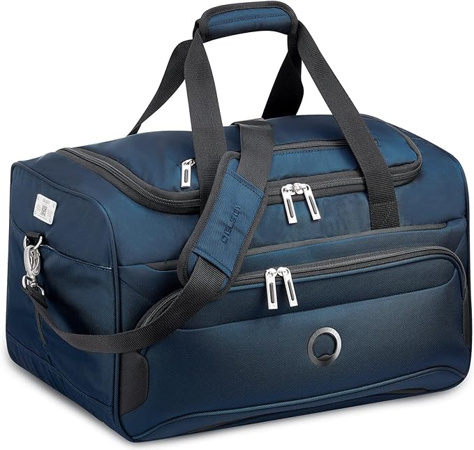 DELSEY PARIS Sky Max 2.0 Softside Expandable Luggage with Spinner Wheels 2 Piece Set, Blue (24 Inch/Duffle)
