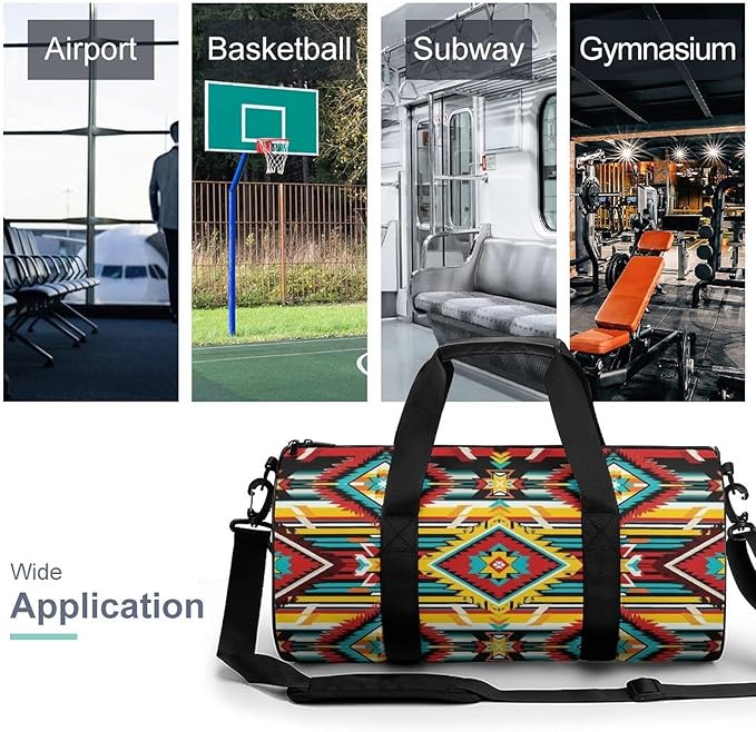 Weekender Carry on Beach Yoga Bag Sport Gym Fitness Tote Overnight Weekender Travel Bags for Men Women (Southwest Aztec(002))