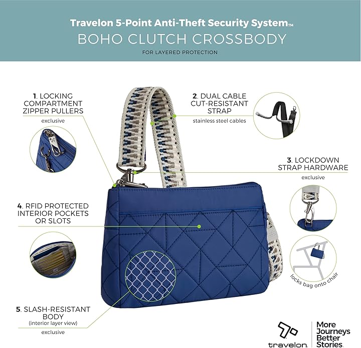 Travelon unisex-adult Anti-Theft Boho Clutch Crossbody