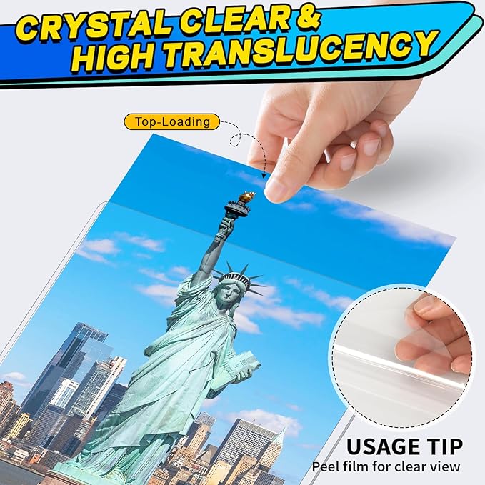 25ct 8"x10" Inch Premium PVC Toploaders, Hard Crystal Clear Plastic Sheet Holders, Sleeves Protectors for Autograph Pictures, Art and Certificates