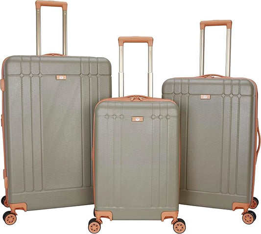 Dockers Hooper Hardside Expandable 8-Wheel Spinner Travel Checked Luggage, 3-Piece Set, Timberwolf