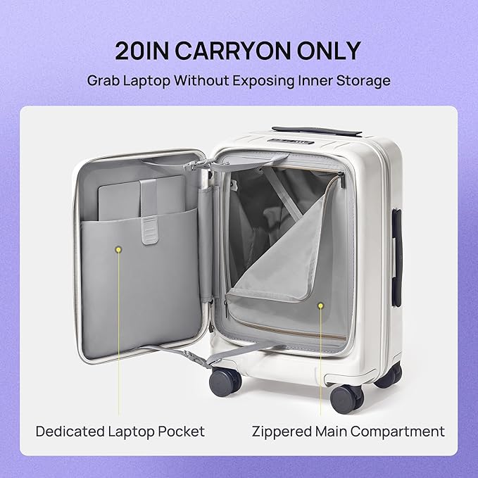 NINETYGO Large Checked Luggage 28 Inch, Top Opening Luggage Checking In Luggage, Expandable, PC Hard Shell, Larger Capacity Checked, TSA Lock, 360° Spinner Wheels (White)
