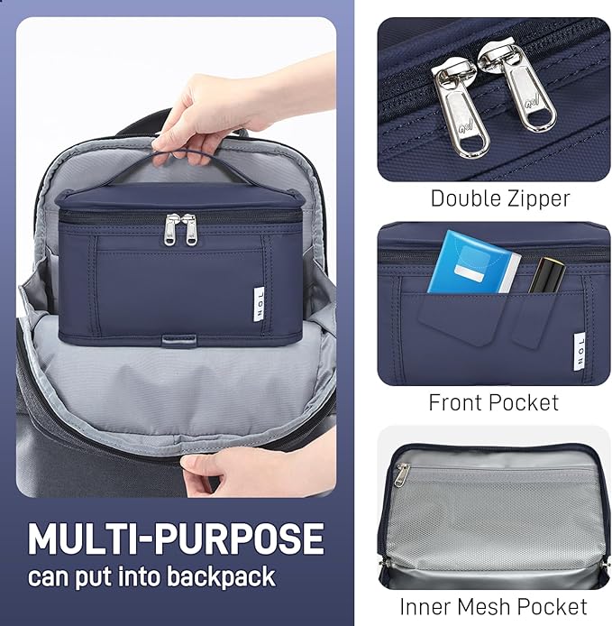 NOL Mini Insulated Lunch Bag for Women Men Kids | Small Leakproof Reusable Lunch Tote | Fits 6 Cans 330ml | Thermal Cooler for Work School Picnic Camping, Navy blue
