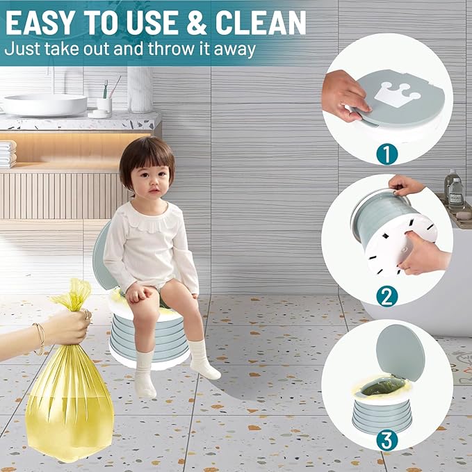 SunnySmile portable, foldable potty seat for toddler, Training Toilet Seat Emergency Toilet for Car, Camping, Outdoor, indoor (grey, small)