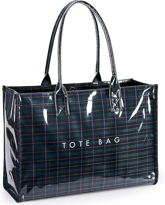 KALIDI PVC Tote Bag Women’s Kraft Paper Work Handbags Purses with Top Handle