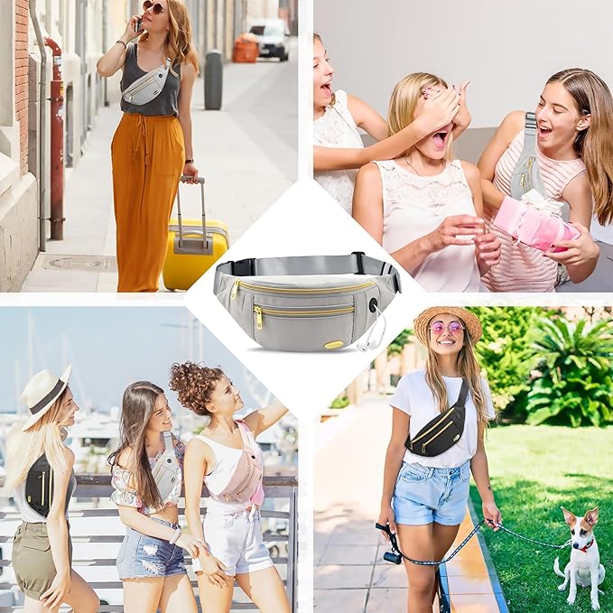 Entchin Fanny Pack for Women Men,Crossbody Belt Bag with 4-Zipper Pockets,Adjustable Waist Bag Pack,One of the Most Popular Travel Essential Gifts for Walking,Traveling,Cycling
