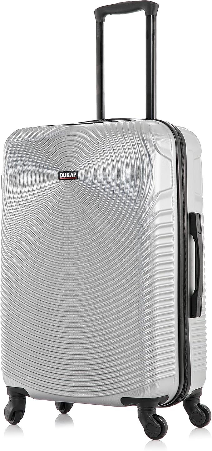DUKAP INCEPTION Luggage with Spinner Wheels | Durable Lightweight Hardside Suitcase, Travel Bag with Handle and Trolley, 24-Inch Medium Checked Luggage | Silver
