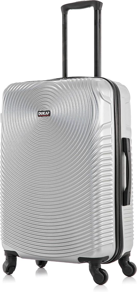 DUKAP INCEPTION Luggage with Spinner Wheels | Durable Lightweight Hardside Suitcase, Travel Bag with Handle and Trolley, 24-Inch Medium Checked Luggage | Silver