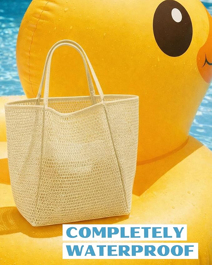 Rave Envy Beach Tote Bag for Women – Waterproof Mesh Tote Bag, Large Capacity Sandproof Beach Bags for Travel