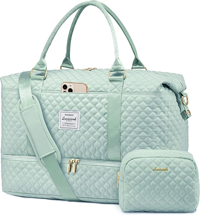 LOVEVOOK Travel Duffle Bag,Weekender Bags for Women with Shoe Compartment，Carry on Overnight Bag with Toiletry Bag,Gym Duffel Bag with Wet Pocket, Hospital Bags for Labor and Delivery