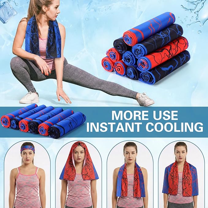 12 Pcs Cooling Towels for Neck and Face 40"x12" Soft Breathable Chilly Towel Ice Sport Microfiber Sweat Rag for Yoga Running Sport Gym Workout Camping Fitness Party Favors Team Gift
