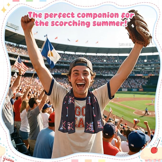 12 Pcs Six Seven Ice Cream Drip Cooling Towel 40"x12" Swim Pool Towel Cooling Baseball Softball Team Gift Youth Gift for Hot Weather Workout Gym Sport Party Favors(67 Baseball)