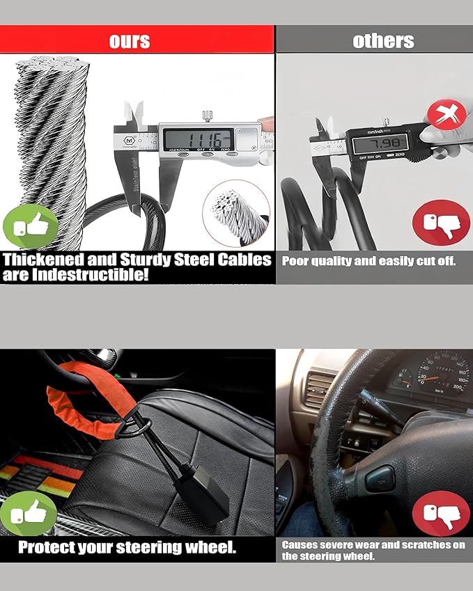 Car Steering Wheel Lock,Theft Prevention Device Seat Belt Lock Quick Install,3 Keys Included (Orange)