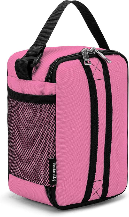 BEIMILY Lunch Box for Men Women Adults,Mini Insulated Lunch Bag for Office Work Picnic,Reusable Portable Lunchbox,Soft Cooler Tote Bag,6 can cooler bag,Mini,Pink