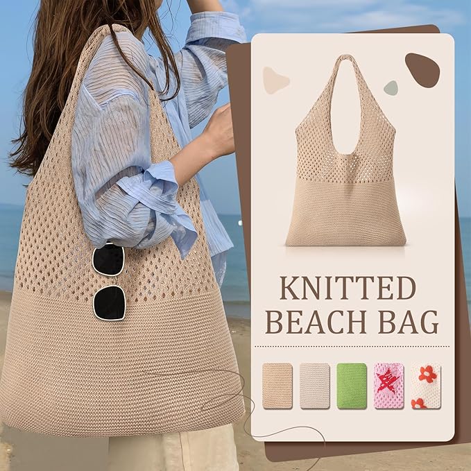 Trifabricy Beach Bags for Women, Summer Straw Beach Bag Straw Purse Shoulder Handbags Large Beach Tote for Summer Vacation