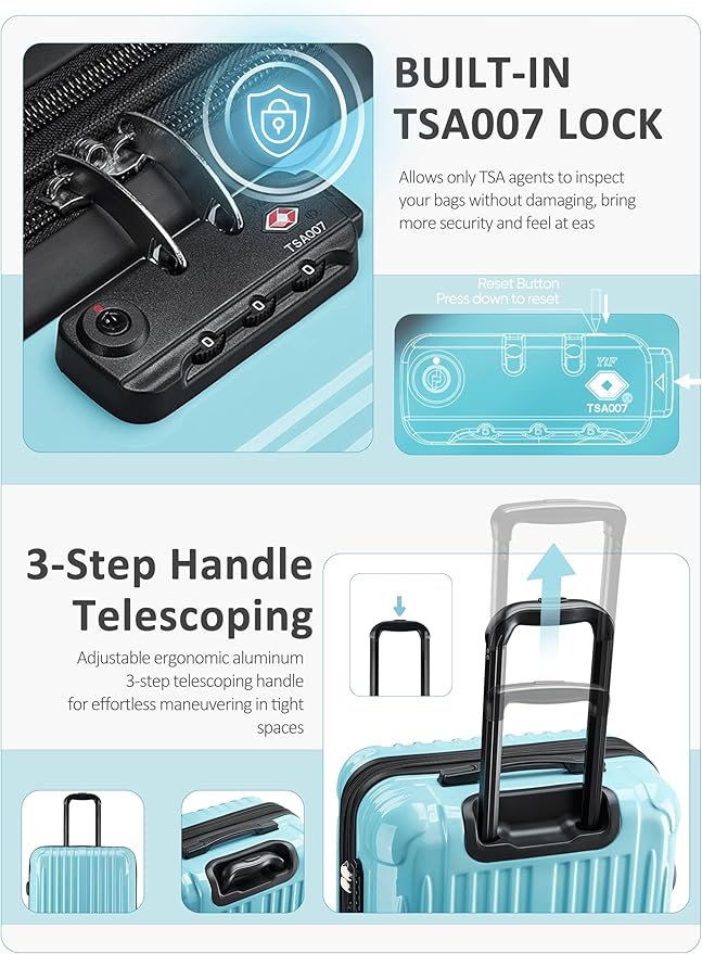 27 inch Luggage - Airline Approved Suitcases with Spinner Wheels, Built-In TSA Lock，Hard Shell Expandable Suitcases