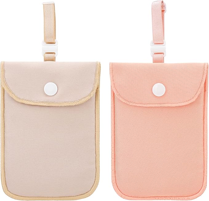 2 Pieces Hidden Bra Wallet, Travel Neck Pouch & Secert Money Pocket for Woman to Keep Valuables Safe for Secure Travel with Adjustable, Elastic Strap (Pink,Fleshcolor)
