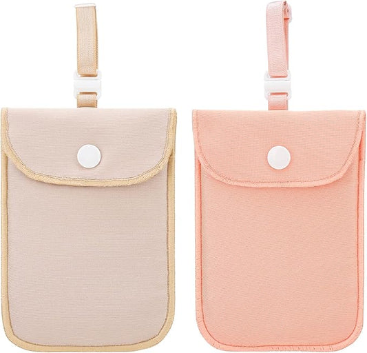 2 Pieces Hidden Bra Wallet, Travel Neck Pouch & Secert Money Pocket for Woman to Keep Valuables Safe for Secure Travel with Adjustable, Elastic Strap (Pink,Fleshcolor)
