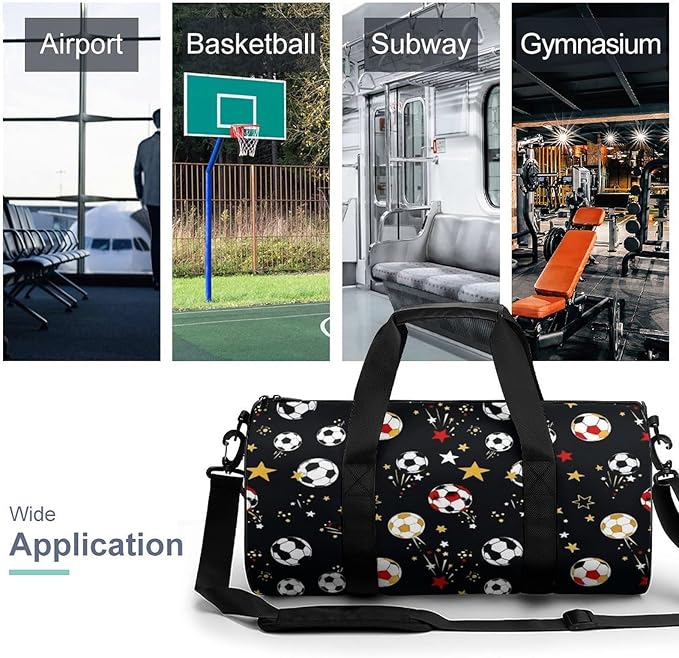 Travel Duffle Bag Soccer Football Carry On Weekender Bags Foldable Overnight Bag Workout Lightweight Bags