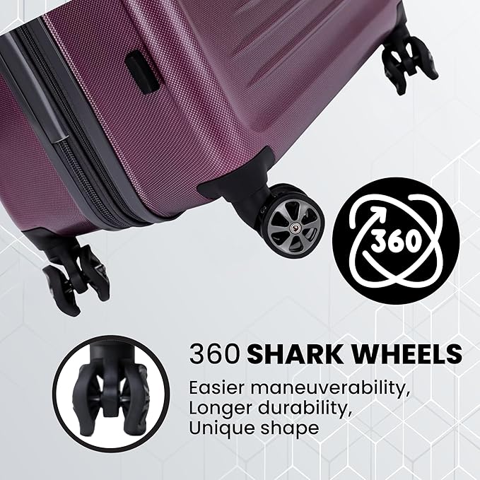 Spyder Rails 29 Inch Expandable Hardside Checked Suitcase with 360° Spinner Wheels, TSA Approved Lock