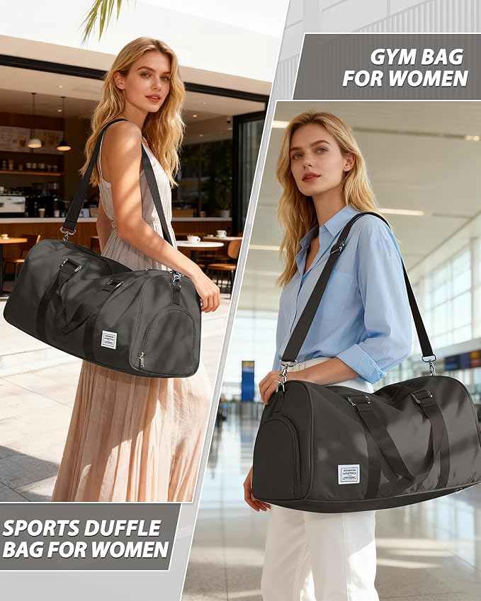 Gym Bag for Women Men with Shoe Compartment,Small Travel Duffle Bags for Traveling Overnight Weekender Bag Personal Item Travel Bag Large Sport Bag Workout Bag Coffee Brown
