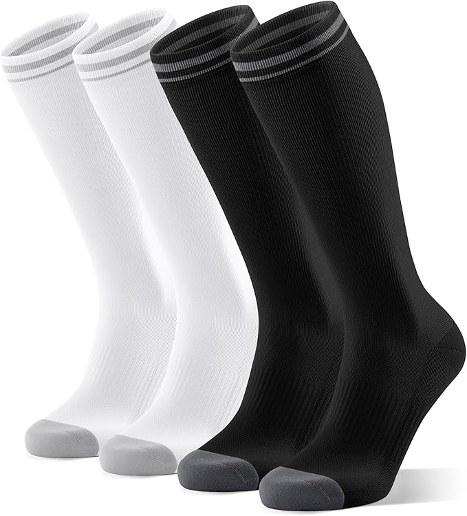 FITRELL 4 Pairs Compression Socks for Women & Men, 15-20mmHg Circulation Support for Athletic Travel Daily Wear