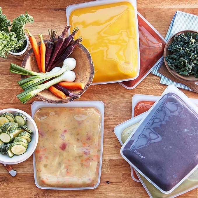 Stasher Silicone Reusable Storage Bag, Half Gallon Bag, Reusable Freezer Bags, Microwave, Dishwasher, Oven Safe, Sous Vide, Premium Lunch Container, Eco Friendly, Food Storage Bags, 64 oz, Aqua | Reusable Food Bag