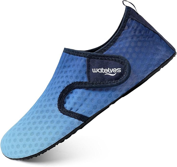 WateLves Water Shoes for Women Men Swim Beach Aqua Socks Quick Dry Barefoot House Slippers Travel Shoes with Adjustable Magic Tape for Pool Diving Boating Yoga Surf