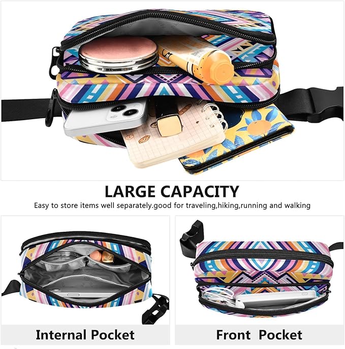 Ethnic Pattern Fanny Pack for Women Men Water Resistant Fashion Waist Packs with Adjustable Strap Belt Bag for Travel Workout Jogging Hiking 21219696