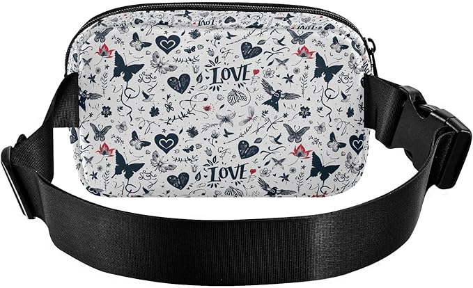 Pigeon Butterfly Heart Fanny Pack for Women Men Water Resistant Fashion Waist Packs with Adjustable Strap Belt Bag for Travel Workout Jogging Hiking 21220391