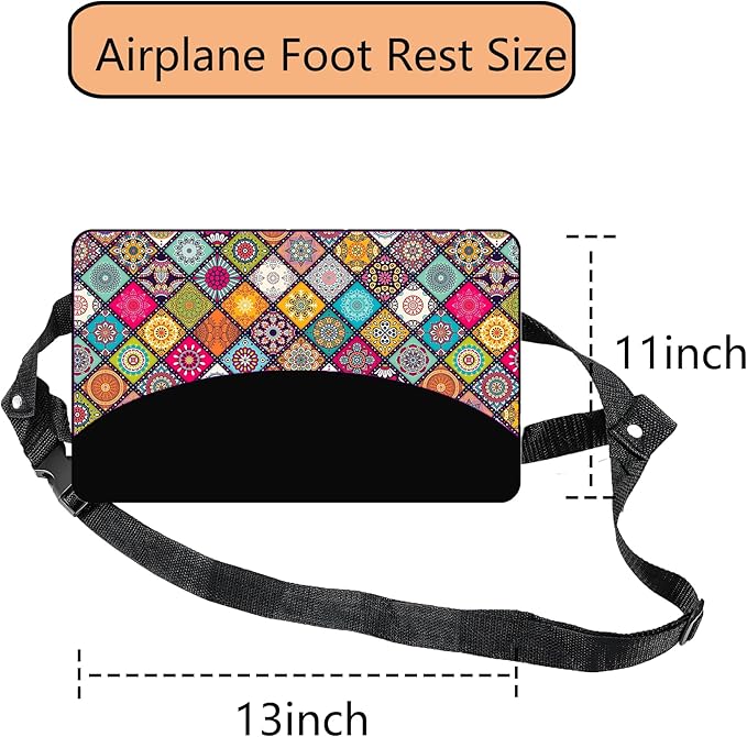 Airplane Foot Hammock Ajustable Foot Hammock for Plane Travel Comfort Travel Essentials Portable Airplane Foot Rest,Long Flight Accessories (Mandala, 2 Pack)
