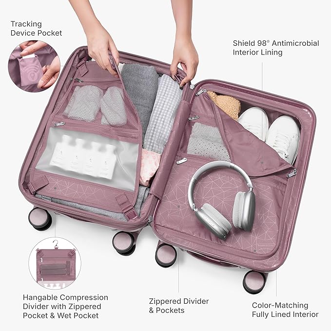 Traveler's Choice Edinburgh II Hardside Spinner Luggage, TSA Lock, Pink, 25" Medium