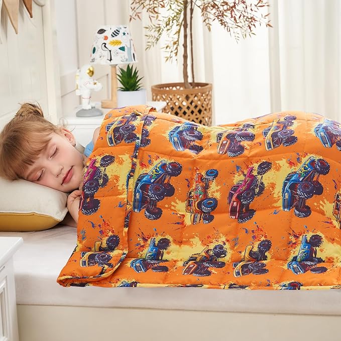 yescool Truck Car Weighted Blanket 5 Pounds Cooling Weighted Lap Blanket, Heavy Blanket for Sleeping, Breathable Weighted Throw Blanket Gifts for 40-60lbs, 36"x48"
