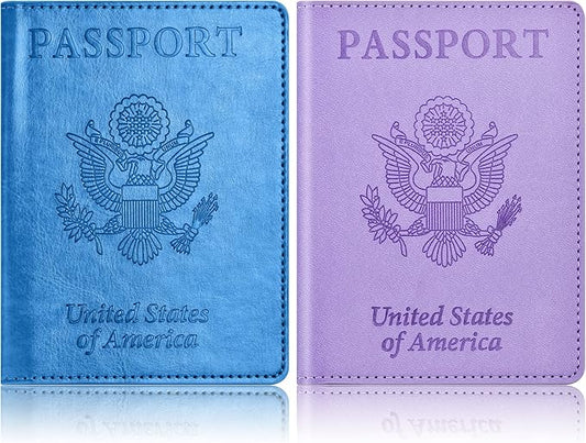 Eoehro Passport Holder for Travel Essentials-2Pack, Passport Wallet Cover Case for Travel Must Haves Accessories,Passport Book Holders for Women and Men