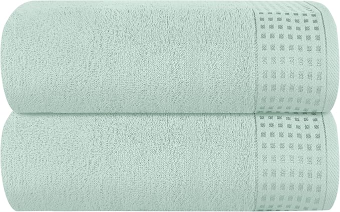 GLAMBURG 100% Cotton Oversized 2 Pack Bath Sheets 35x70, Ultra Soft Highly Absorbant Compact Quickdry & Lightweight Large Bath Sheet Set, Ideal for Gym Travel Camp Pool - Sea Green