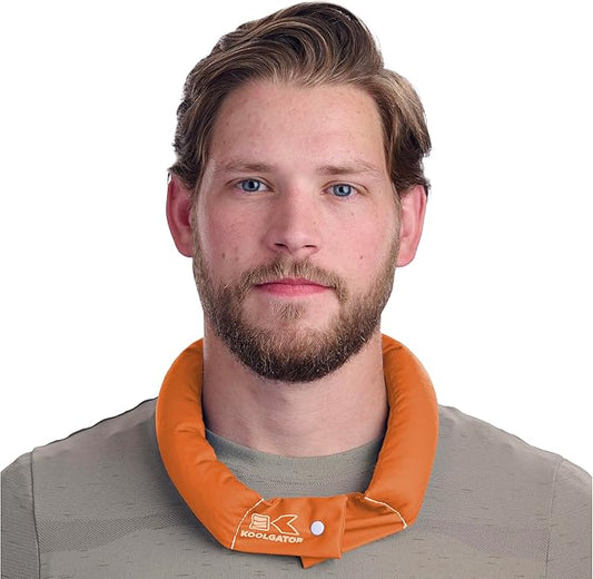 KOOLGATOR Evaporative Cooling Neck Wrap – Reusable Neck Cooler with Long Lasting Relief During Hot Weather Activities, Sports, & Outdoor Work, Orange, 1 Pack