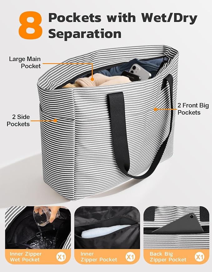 Beach Bag with Cooler, Extra Large Insulated Beach Tote for Women, Waterproof Sandproof Pool Picnic Travel Bag