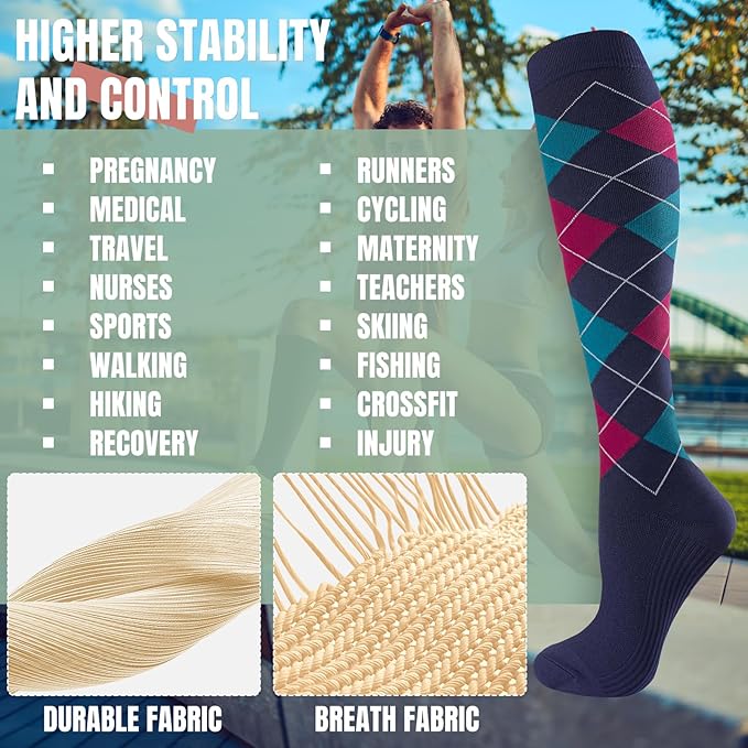 bropite Compression Socks for Women & Men 8 Pairs Circulation-Compression Socks 20-30 mmhg-Best for Running,Nurse,Travel,Yoga