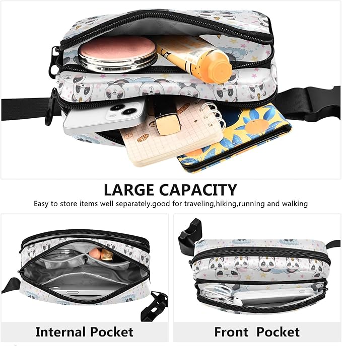 Kawaii Panda Unicorn Fanny Pack for Women Men Water Resistant Fashion Waist Packs with Adjustable Strap Belt Bag for Travel Workout Jogging Hiking 21219076