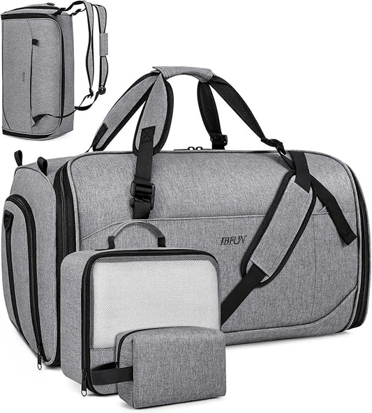 Convertible Garment Bags for Travel - Carry on Garment Duffle Bag with Backpack Straps for Men Women, 4 in 1 Large Travel Duffel Bags with Shoes Compartment Hanging Suit Dress Weekender Bag 3pcs Set